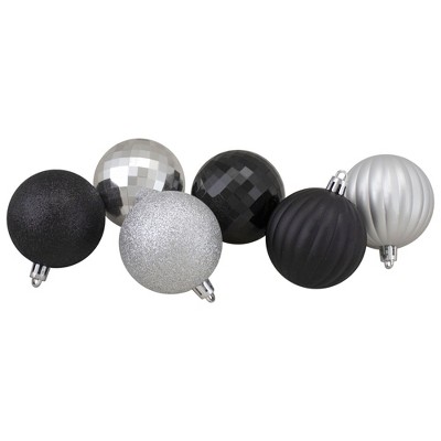 Northlight 100ct Shatterproof 3-Finish Christmas Ball Ornament Set 2.5" - Black/Silver