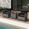 Tangkula 3 Pieces Patio Bistro Set Outdoor PE Rattan Conversation Chair Set with Tempered Glass Side Table and Removable Cushions Black - 3 of 4