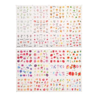 Unique Bargains Self-Adhesive Floral Pattern Nail Art Stickers Red Pink 2 Pcs