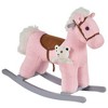 Adorable pink plush rocking horse for toddlers with realistic sounds, soft bear toy, and sturdy seat for safe, fun playtime. - 4 of 4