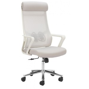 High Back Office Chair 46.9–50.8"H Light Gray – Mesh Fabric & Chromed Steel Frame, Adjustable Swivel Task Chair By Zuo Modern - 1 of 4