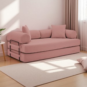 78.5" Corduroy Folding Convertible 3-Seater Sofa with Sleeper & DIY Modular Design - 1 of 4