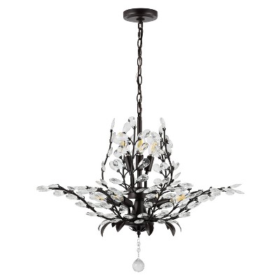 Diantha 28.5" Glam Crystal & Bronze LED Pendant - Adjustable Height