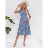 Clearlove Women's Maternity V-Neck Flutter Sleeve Ruffle Hem Maxi Dress Nursing Friendly Bump Flowy Gown - 4 of 4
