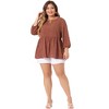 Agnes Orinda Women's Plus Size Floral Retro Keyhole Neck Lantern Summer Babydoll Blouses - 3 of 4