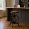 HomeRoots Natural and Black Wood and Metal Low Back Adjustable Height Swivel Bar Chair - 2 of 4