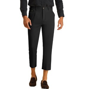 Lars Amadeus Men's Slim Fit Pleated Front Ankle Length Tapered Dress Pants - 1 of 4