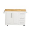 Racxily 43.31" Kitchen Island Cart with 2 Door Cabinet and Three Drawers, Spice Rack, Towel Rack - 2 of 4