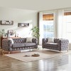 3+2 Velvet Modern Sofa with Tufted Buttons, Rolled Arms & 4 Cushions - 2 of 4