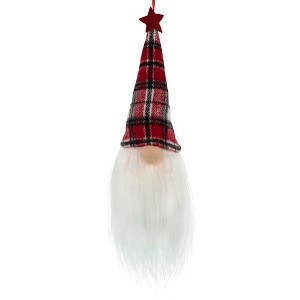 Northlight 9" LED Lighted Red Plaid Gnome Christmas Ornament - 1 of 4