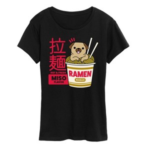 Women's - Instant Message - Ramen Pug Short Sleeve Graphic T-Shirt - 1 of 4
