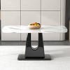 Modern Minimalist Kitchen Table,4-6 Seats Rectangular Table,Dining Table With Imitation Marble Tabletop And U Shaped Brackets-Cuddlewood - 3 of 4