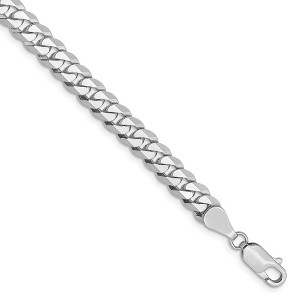 Black Bow Jewelry Men's 5.75mm, 14k White Gold, Flat Beveled Curb Chain Bracelet - 1 of 4