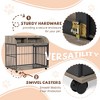 Lyngins End Table Dog Crate Furniture with Double-Layer Storage Desktop – Sliding Barn Door (with Lock), Wooden Dog Kennel with 360° Lockable Wheels - 4 of 4