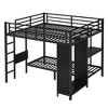 King over Twin XL Size Bunk Bed Frame with Built-in Wardrobe, Metal Bunk Bed with Foldable Desk and, Black - 4 of 4