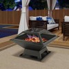 WELLFOR Square Fire Pit BBQ Portable Stove for Camping Bonfire Picnic Backyard Black - 2 of 4