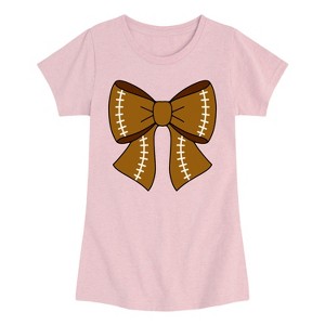 Girls' - Instant Message - Football Bow Fitted Short Sleeve Graphic T-Shirt - 1 of 4