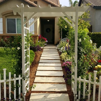Elmwood White Vinyl Garden Arbor with Lattice Sides