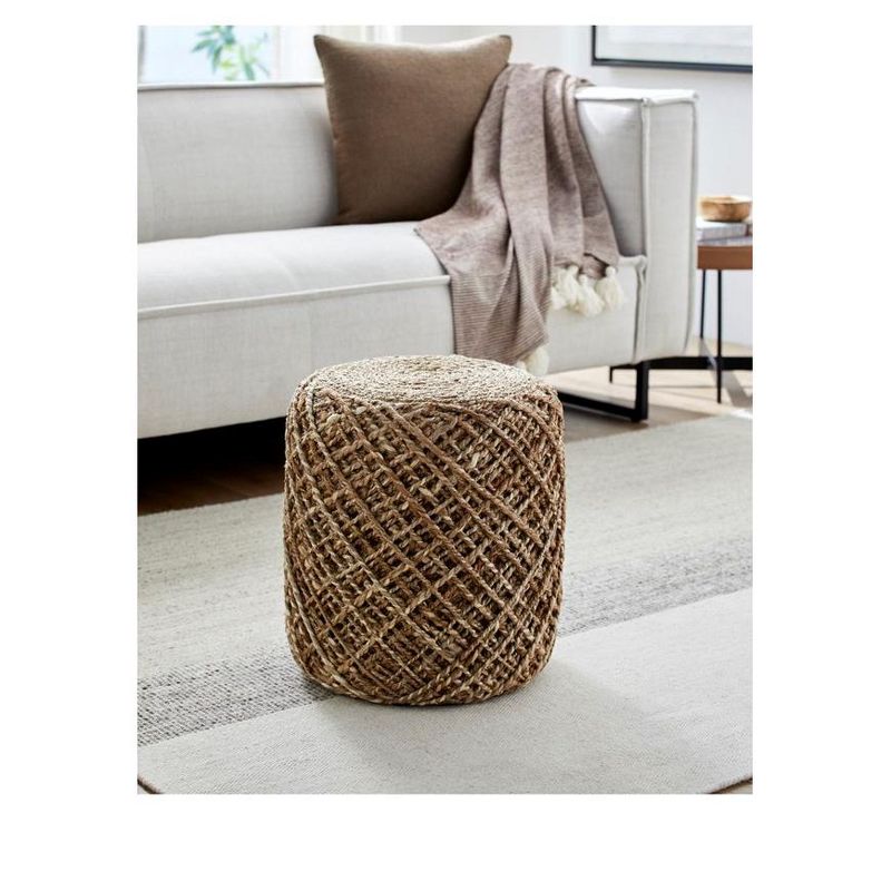 Mark & Day Perschling 18"H x 16"W x 16"D Natural Fiber Taupe Pouf, 2 of 6