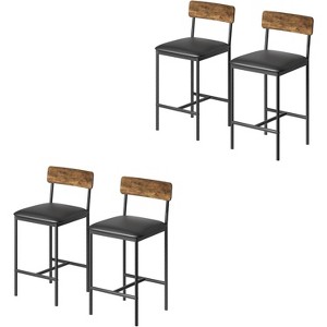 TackView 4 Pack Counter Height Bar Stools, Upholstered Barstools with Backrest and Footrest, Kitchen Barstools for Island, Counter Bar - 1 of 4