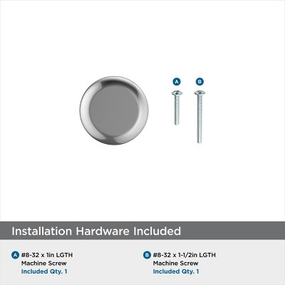 Polished Chrome Round Cabinet Knob with Mounting Hardware