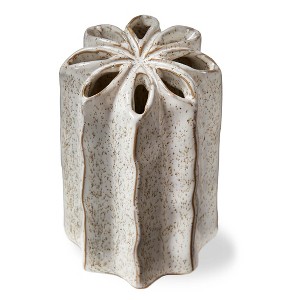 TAG Flower Frog Vase - Decorative Ceramic Novelty Vase for Christmas, White, 3.75" x 3.75" x 6" - Easy Wipe Clean - 1 of 2