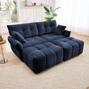 78.7" Chenille Modular Sectional Sofa Bed with High-Resilience Cushions and 2 Ottomans for Small Living Room - 1 of 4