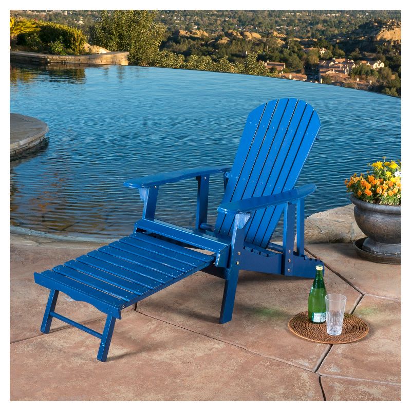 Hayle Reclining Wood Adirondack Chair with Footrest - Blue - Christopher Knight Home, 3 of 7