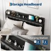 Bed Frame with Charging Station, PU Faux Leather Upholstered Platform Bed with Storage Headboard, Metal Slats, No Box Spring Needed - 4 of 4