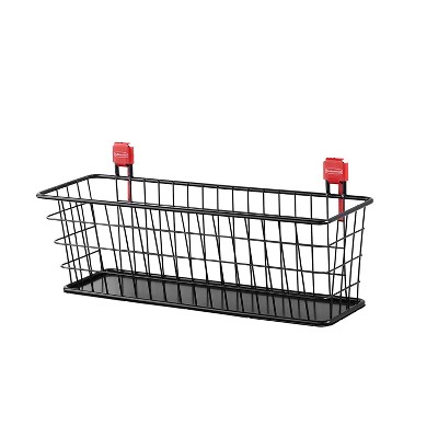 Rubbermaid Wall Mounted Storage Shed Space Saving Small Heavy Duty Wire Basket Accessory/Tool Storage Organizer