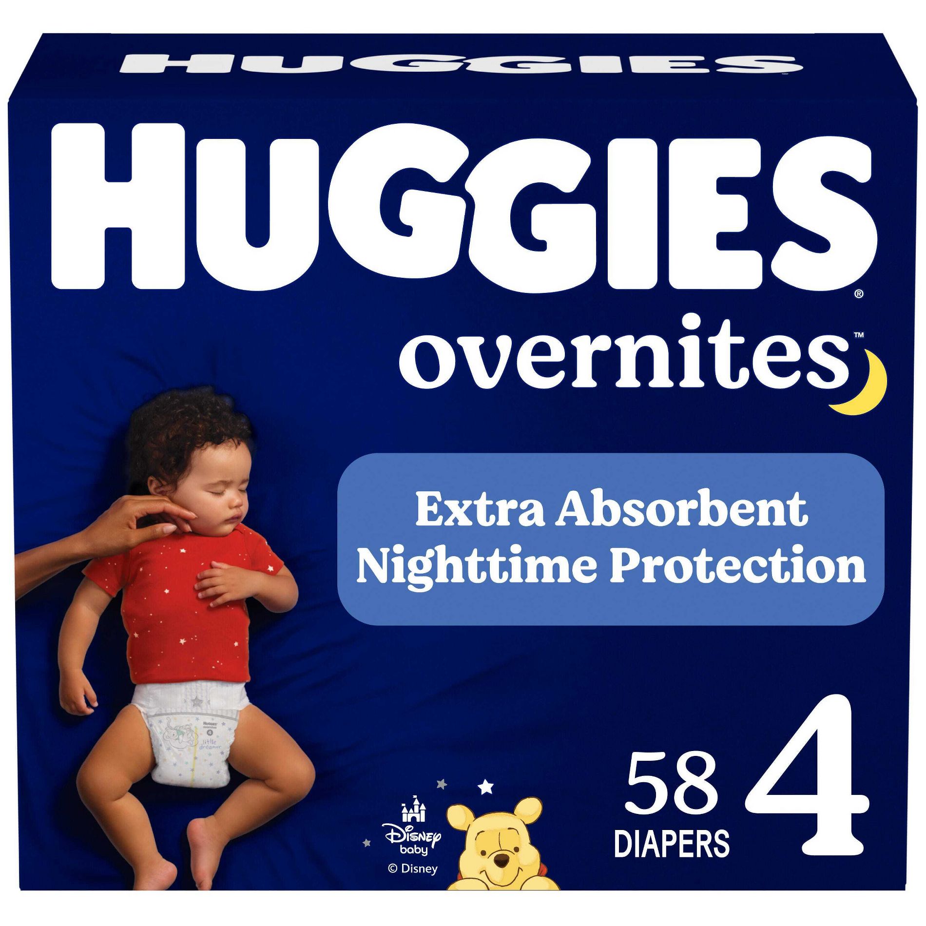 Huggies Overnites Nighttime Protection Diapers - Size 4 - 58ct