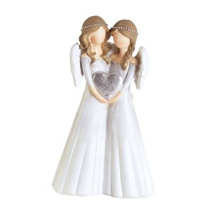 Dicksons Heart Angels White and Silver Tone 5.5 Inch Resin Christmas Tabletop Figurine - 1 of 1