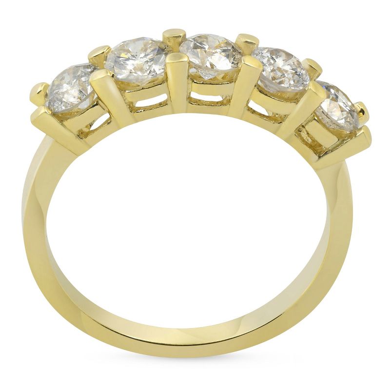 Pompeii3 1 1/4ct Diamond Wedding 14k Yellow Gold Anniversary Ring 5-Stone High Polished - Size 7.5, 3 of 5