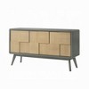 Royal Hampton Sideboard Buffet Console, 59 Inch, Brown Geometric Front Design - 3 of 4