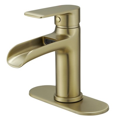 BWE Waterfall Single Handle Single Hole Low-Arc Bath Faucet Bathroom Drip-Free Vanity Sink Faucet