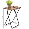 FurnitureR Folding TV Tray Tables Set of 2, Foldable Table Dinner Trays, Compact Snack Tables for Bed Couch Sofa, Metal Frame Wooden Table Top, Brown - 2 of 4