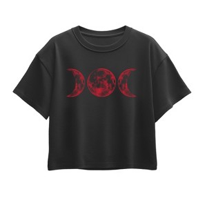 Girls' - Instant Message - Scarlet Red Moon Short Sleeve Boxy Graphic T-Shirt - 1 of 3