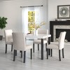 5 Piece Dining Table Set, Kitchen Set With 4 Upholstered Chair, Artificial Marble Table Top, Rubber Wooden Legs, Dining Table Set, Black+White - 3 of 4