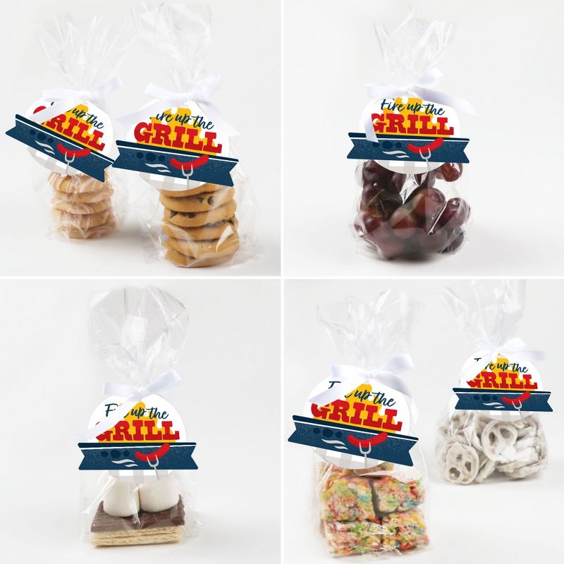 Big Dot of Happiness Fire Up the Grill - Summer BBQ Picnic Party Clear Goodie Favor Bags - Treat Bags With Tags - Set of 12, 5 of 9