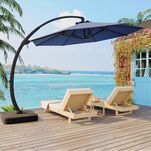 Outdoor Large Round Aluminum Offset Umbrella, Heavy Duty Offset Umbrella With 360¡ãRotation, Offset Patio Cantilever UmbrellaS With Base Included - 1 of 4