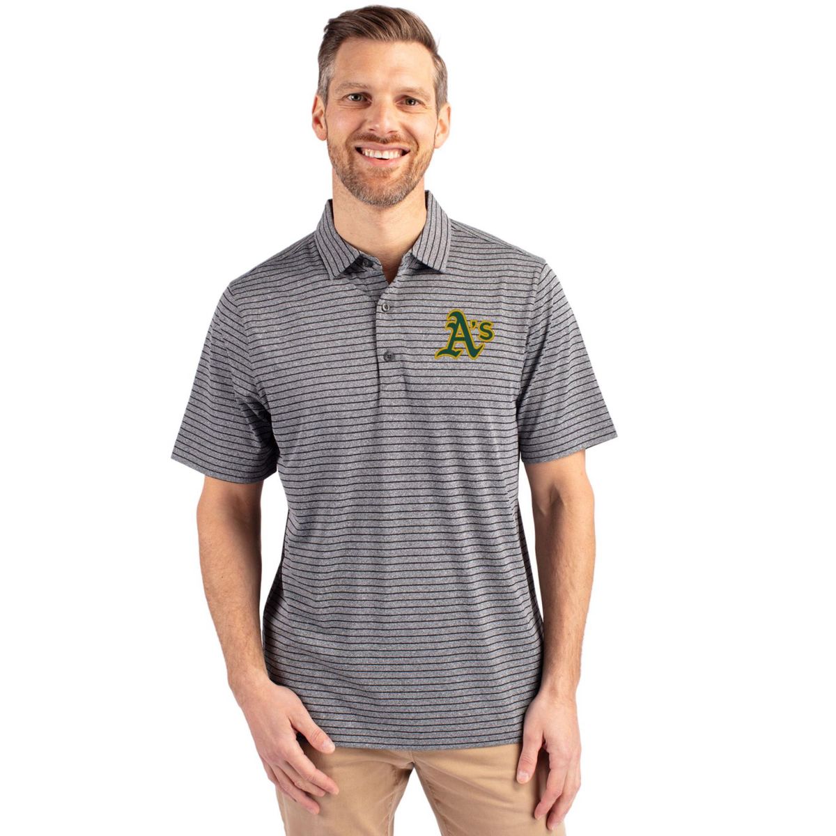 Athletics Cutter & Buck Forge Eco Heather Stripe Stretch Recycled Mens Polo