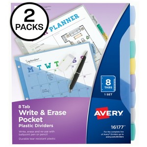 Write & Erase Plastic Dividers with Pockets, 8-Tabs, 2 Sets of 16177 - 1 of 4