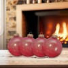 Christmas By Krebs - 67mm / 2.625" Designer Glass Baubles [8 Pieces] - Fire Red Sparkle - 3 of 4