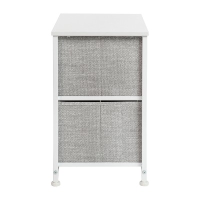 Gray and White Cast Iron Frame 2-Drawer Storage Stand
