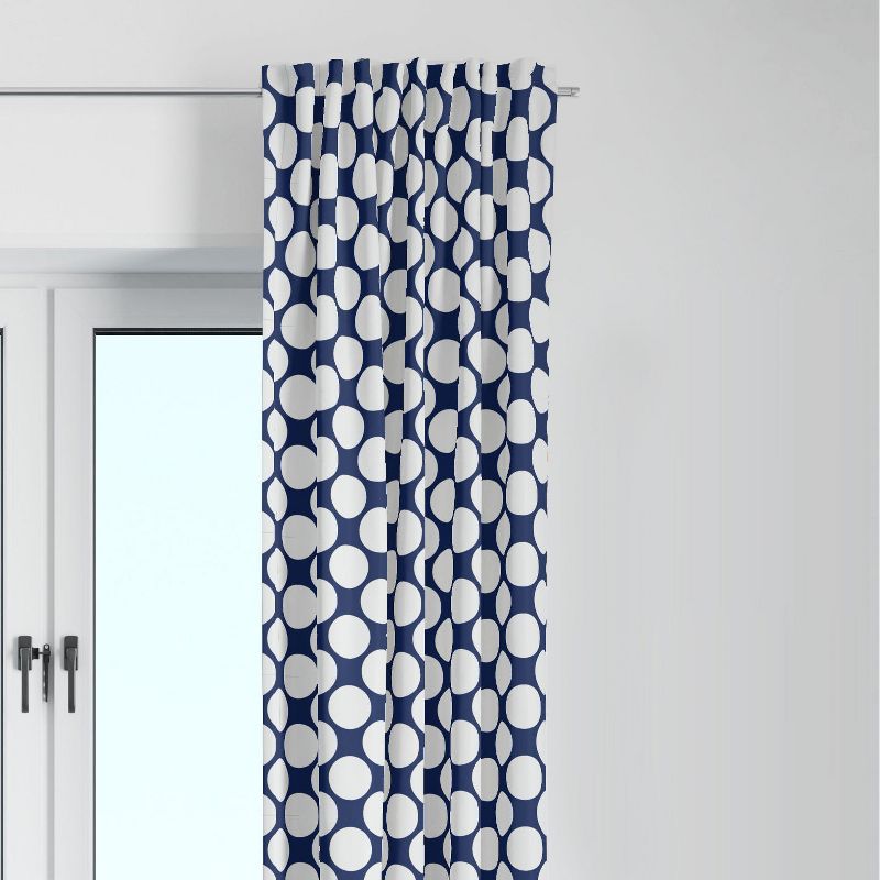 Bacati - Pin Dots Snorkel Blue Cotton Printed Single Window Curtain Panel, 1 of 5