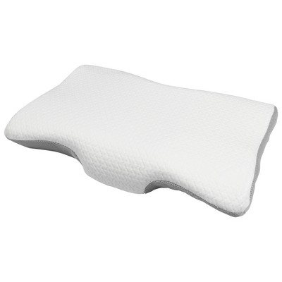 Unique Bargains 1Pcs Contour Memory Foam Pillow Cervical Neck Supporting Sleeping Pillows White Gray