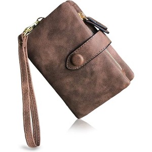 Clotth Womens Small Bifold PU Leather Wallet with RFID Blocking, Large Capacity & Wrist Strap | Easy to Use for Everyday Carry, Travel - 1 of 4