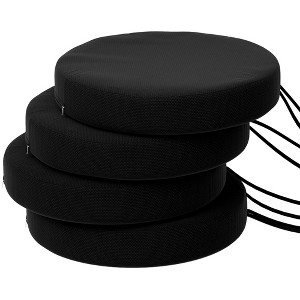 Aghana Digitals 4-Pack Round Patio Chair Cushions, 15"x2.8" Black Polyester, 2.8" Foam Padding, - 1 of 4