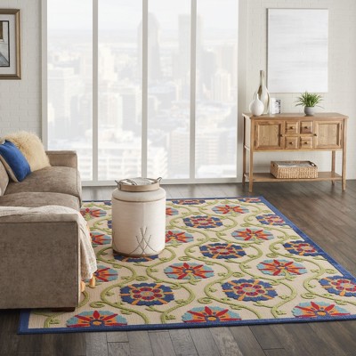 Aloha Blue Multicolor Floral Outdoor Area Rug