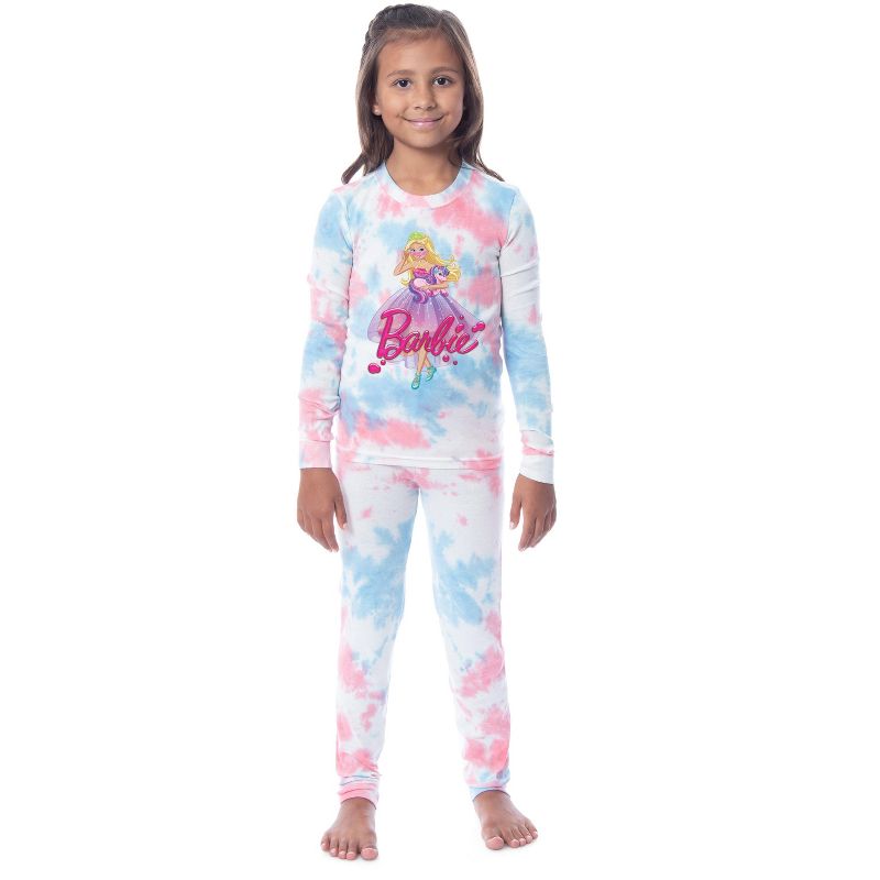 Barbie Girls' Princess Doll Unicorn Unisex Child 2 Piece Sleep Pajama Set Multicolored, 1 of 5